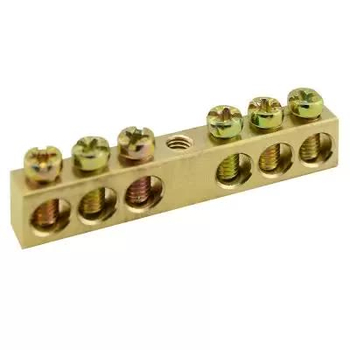 Шина PEN TS-0609C 6х9 6 отверстий крепление по центру Энергия - Электрика, НВА - Щитки и аксессуары для монтажа - Шины нулевые - . Магазин оборудования для автономного и резервного электропитания Ekosolar.ru в Красноярске