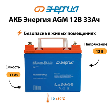 Аккумулятор для ИБП Энергия AGM 12v 33Ah - ИБП и АКБ - Аккумуляторы - . Магазин оборудования для автономного и резервного электропитания Ekosolar.ru в Красноярске