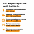 ИБП для котла Энергия Гарант 750 + Аккумулятор Grid 100 Ah 12 v (450Вт - 122мин) - ИБП и АКБ - ИБП для котлов - . Магазин оборудования для автономного и резервного электропитания Ekosolar.ru в Красноярске