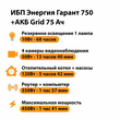 ИБП для котла Энергия Гарант 750 + Аккумулятор Grid 75 Ah 12 v (450Вт - 91мин) - ИБП и АКБ - ИБП для котлов - . Магазин оборудования для автономного и резервного электропитания Ekosolar.ru в Красноярске