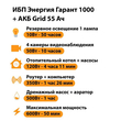 ИБП для котла Энергия Гарант 1000 + Аккумулятор Grid 55 Ah 12 v (600Вт - 50мин) - ИБП и АКБ - ИБП для котлов - . Магазин оборудования для автономного и резервного электропитания Ekosolar.ru в Красноярске
